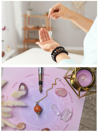 Awaken Your Energies Crystals Book + Gemstone Pendulum: Divine Dowse Predict