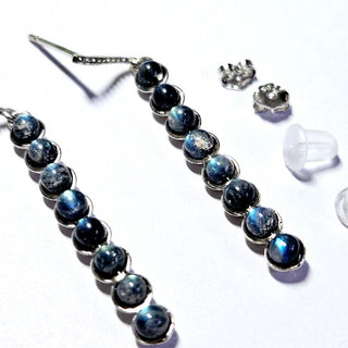 Solid Labradorite Stud Drop Earrings Australian Genuine Gems Silver RRP$160