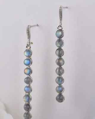 Solid Labradorite Stud Drop Earrings Australian Genuine Gems Silver RRP$160
