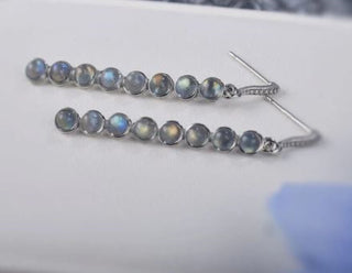 Solid Labradorite Stud Drop Earrings Australian Genuine Gems Silver RRP$160