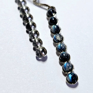 Solid Labradorite Stud Drop Earrings Australian Genuine Gems Silver RRP$160