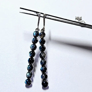Solid Labradorite Stud Drop Earrings Australian Genuine Gems Silver RRP$160