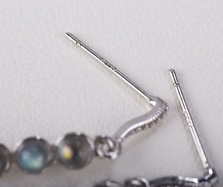 Solid Labradorite Stud Drop Earrings Australian Genuine Gems Silver RRP$160