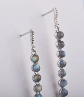 Solid Labradorite Stud Drop Earrings Australian Genuine Gems Silver RRP$160