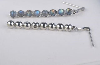 Solid Labradorite Stud Drop Earrings Australian Genuine Gems Silver RRP$160