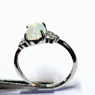 Solid Opal Oval Ring Flourish Adjustable Australian Genuine Gems Silver RRP$160