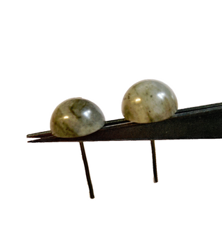 Solid Labradorite Stud Earrings Australian Genuine Gems Silver