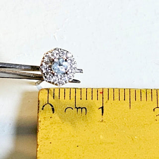 Solid Apatite Stud Octagon + CZ Earrings Australian Genuine Gems Silver RRP$149