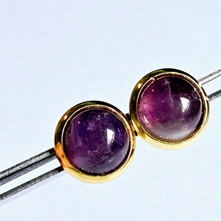 Solid Amethyst Stud 10mm Round Earrings Australian Genuine Gems Gold RRP$90