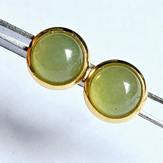 Solid Aventurine Stud 10mm Round Earrings Australian Genuine Gems Gold RRP$90
