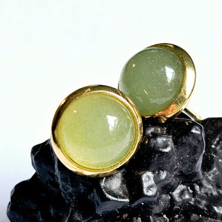 Solid Aventurine Stud 10mm Round Earrings Australian Genuine Gems Gold RRP$90