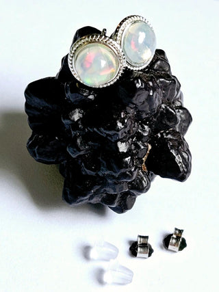 Solid Opal Stud Round Earrings Twist 8mm Australian Genuine Gems Silver RRP$160