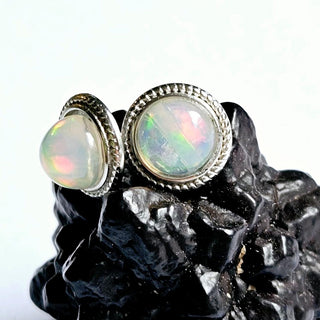 Solid Opal Stud Round Earrings Twist 8mm Australian Genuine Gems Silver RRP$160