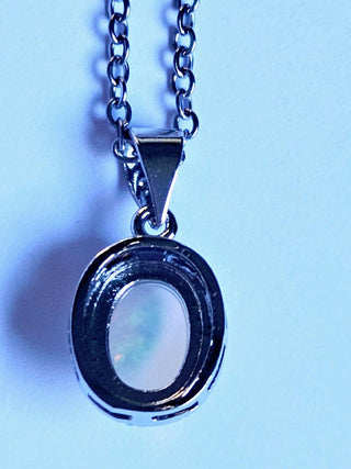 Solid Opal Pendant Oval Twist Australian Genuine Gems Silver RRP$160