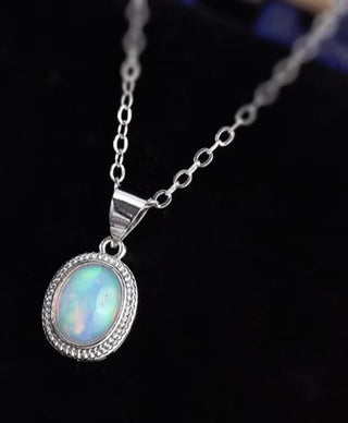 Solid Opal Pendant Oval Twist Australian Genuine Gems Silver RRP$160