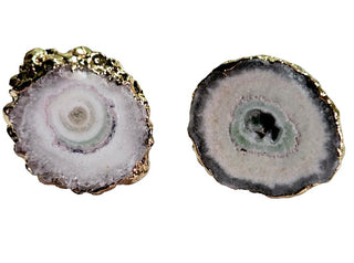 Fascinating Quartz Stalactite Stud Earrings Australian Genuine Gold Electroplate