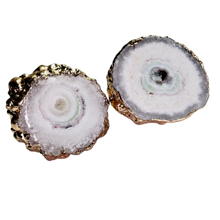 Fascinating Quartz Stalactite Stud Earrings Australian Genuine Gold Electroplate