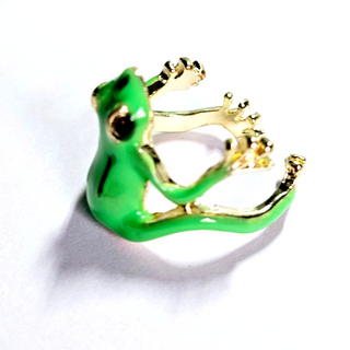 Artisan Green Enamel Frog Ring Adjustable Size Jewellery Jewelry Hand Made NEW