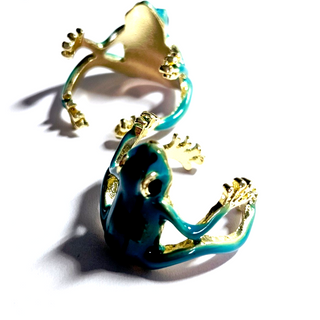 Artisan Blue Enamel Frog Ring Adjustable Size Jewellery Jewelry Hand Made NEW