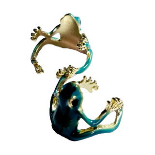 Artisan Blue Enamel Frog Ring Adjustable Size Jewellery Jewelry Hand Made NEW