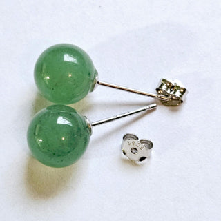 925 STERLING SILVER GENUINE JADE BALL STUD EARRINGS Australian Seller