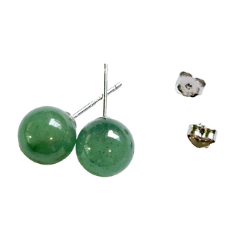 925 STERLING SILVER GENUINE JADE BALL STUD EARRINGS Australian Seller