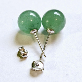 925 STERLING SILVER GENUINE JADE BALL STUD EARRINGS Australian Seller
