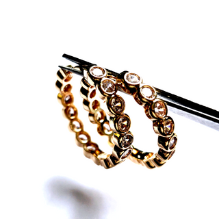 Clear Stone Zircon Gold Hoop Earrings Jewellery Jewelry 14mm NEW