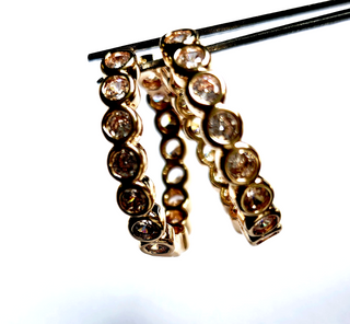 Clear Stone Zircon Gold Hoop Earrings Jewellery Jewelry 14mm NEW