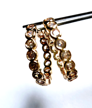 Clear Stone Zircon Gold Hoop Earrings Jewellery Jewelry 14mm NEW