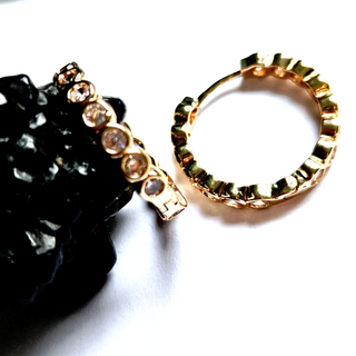 Clear Stone Zircon Gold Hoop Earrings Jewellery Jewelry 14mm NEW