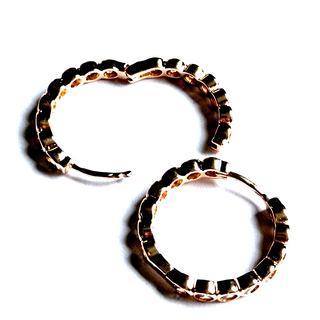 Clear Stone Zircon Gold Hoop Earrings Jewellery Jewelry 14mm NEW