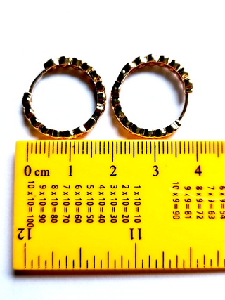 Clear Stone Zircon Gold Hoop Earrings Jewellery Jewelry 14mm NEW