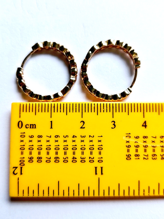 Champagne Stone Zircon Gold Hoop Earrings Jewellery Jewelry 14mm NEW