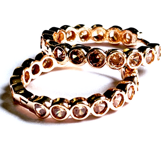 Champagne Stone Zircon Gold Hoop Earrings Jewellery Jewelry 14mm NEW