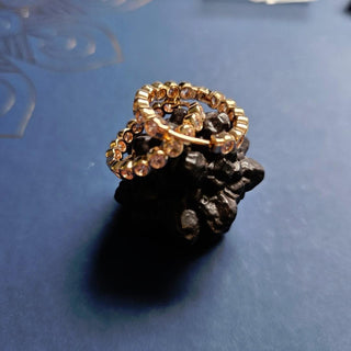 Champagne Stone Zircon Gold Hoop Earrings Jewellery Jewelry 14mm NEW