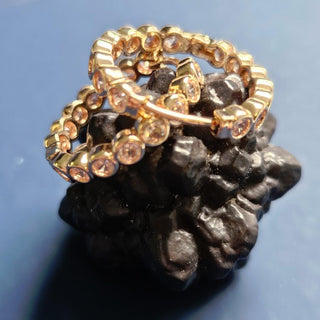 Champagne Stone Zircon Gold Hoop Earrings Jewellery Jewelry 14mm NEW