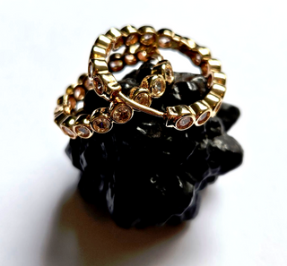 Champagne Stone Zircon Gold Hoop Earrings Jewellery Jewelry 14mm NEW