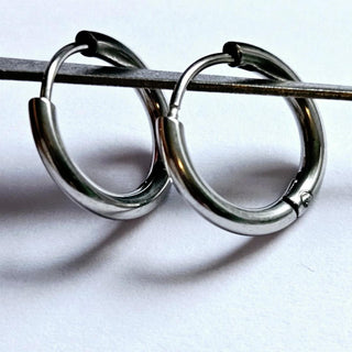 14mm Easy Click Silver Hoop Sleepers Earrings: Australian, Huggie Hypoallergenic
