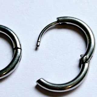 14mm Easy Click Silver Hoop Sleepers Earrings: Australian, Huggie Hypoallergenic