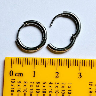 14mm Easy Click Silver Hoop Sleepers Earrings: Australian, Huggie Hypoallergenic