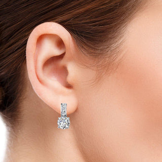 925 S.Silver Bridal Jewelry Set PRINCESS Cubic Zircon Crystal Pendant Earrings