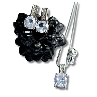 925 S.Silver Bridal Jewelry Set PRINCESS Cubic Zircon Crystal Pendant Earrings