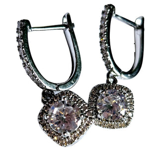 925 S.Silver Bridal Jewelry ROYAL Cubic Zircon Zirconia Crystal Earrings