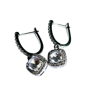925 S.Silver Bridal Jewelry ROYAL Cubic Zircon Zirconia Crystal Earrings