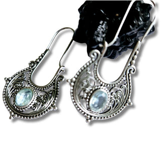Balinese 925 S.Silver Blue Crystal Dangle Earrings Jewellery Jewelry NEW