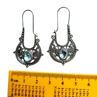 Balinese 925 S.Silver Blue Crystal Dangle Earrings Jewellery Jewelry NEW