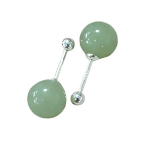 925 STERLING SILVER GENUINE JADE BALL STUD EARRINGS Bead Back Australian Seller