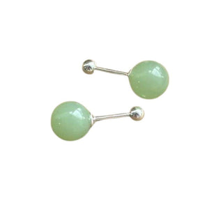 925 STERLING SILVER GENUINE JADE BALL STUD EARRINGS Bead Back Australian Seller