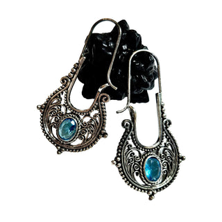 Balinese 925 S.Silver VIBRANT Blue Crystal Dangle Earrings Jewellery Jewelry